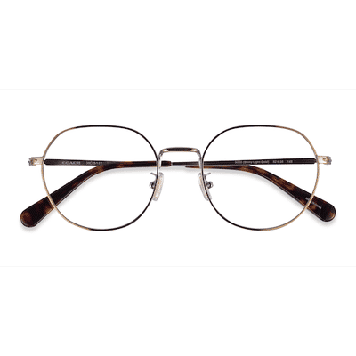 Unisex s round Shiny Light Gold Metal Prescription eyeglasses - Eyebuydirect s Coach HC5141