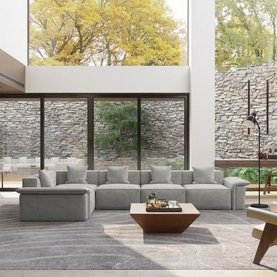 143.30"Oversized L-Shaped Sectional Couch, Deep Seat Couch with Curved Arm , Wide Sofa, Pet-Friendly and Scratch-Resistant, Fabric, Light Gray