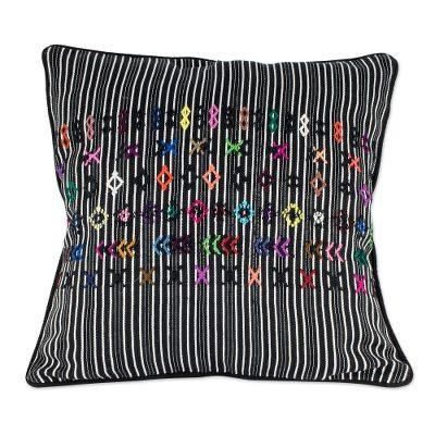 Solola Symbols,'Black and White Striped Cushion Cover'