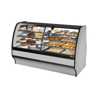 True TGM-DZ-77-SC/SC-S-S 77 1/4" Full Service Dual Zone Bakery Case w/ Curved Glass - 4 Levels, 115v, 77"W, Silver | True Refrigeration