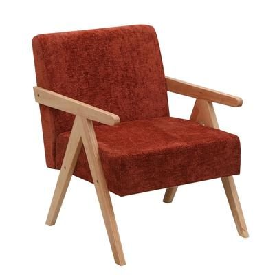 Poltrona in legno e tessuto terracotta