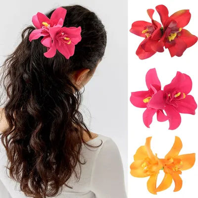 Hawaii Flowers Hairpin Simulated Orchid Hair Clips Bohemia Bridal Hair Clips Hairpins Barrette For Wedding Hair Accessories