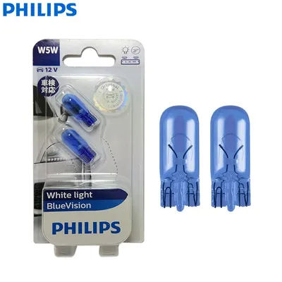 Philips WhiteVision W5W T10 12V 5W 4000K Bianco Originale Auto Luce Interna Lettura Porta Targa Lampade 12961WHVB2, Coppia