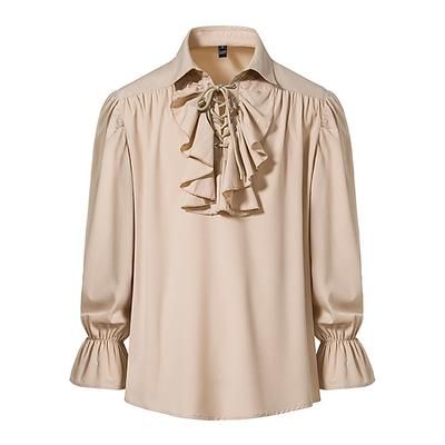 Punk Gotico Medievale Rinascimento Blusa / Camicia Pirata Cavaliere Tinta unica Costume Per uomo Costumi da pirata Fantasia Reale Mascherata Performance Feste Mascherata Adulti Camicia
