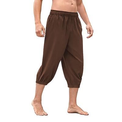 Retrò Vintage Medievale Rinascimento Pantaloni da pirata Cavaliere Celtico Ranger Tinta unica Costume Per uomo Costumi da pirata Fantasia Halloween Carnevale Mascherata Performance LARP Fiera