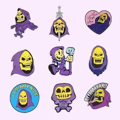 Custom Skeletor Purple Hood Halloween Enamel Pin Master Universe Badge Brooch Clothe Bag Lapel Cartoon Gift for Friend Wholesale
