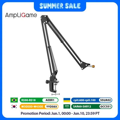 FIFINE Microphone Arm Boom,Adjustable Suspension Boom with Heavy Duty Clamp,Scissor Mic Stand for Recording,Gaming,K688 K658-CS1