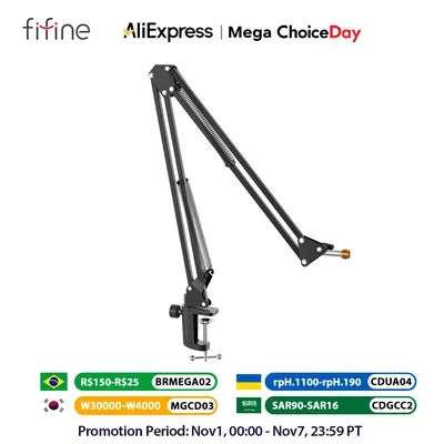 FIFINE Microphone Arm Boom,Adjustable Suspension Boom with Heavy Duty Clamp,Scissor Mic Stand for Recording,Gaming,K688 K658-CS1
