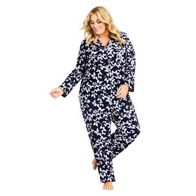 Plus Size Women's Button Fleece Sleep Top by Avenue Body in Butterfly (Size 4X)