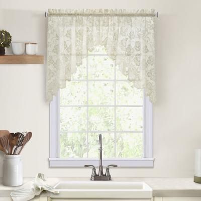 Wide Width Limoges Sheer Rod Pocket Swag Valance Set by Habitat™ in Ivory (Size 72" W 32" L)