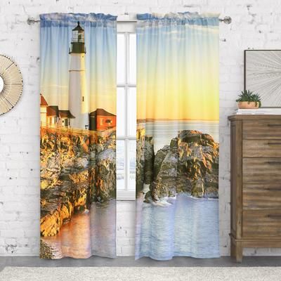 Photo Real Lighthouse Light Filtering Pole Top Curtain Pair by Habitat™ in Multi