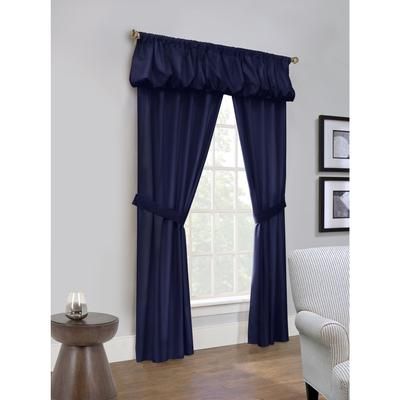 Wide Width Prescott Room Darkening Rod Pocket Five In One Curtain Set by Thermalogic in Navy (Size 80" W 84" L)