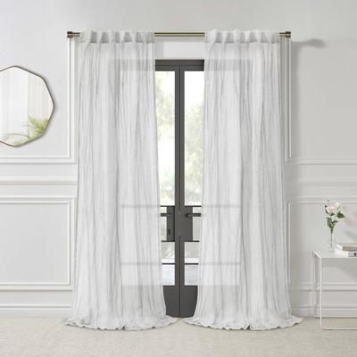 Wide Width Paloma Sheer Dual Header Curtain Panel by Habitat™ in White (Size 52" W 108"L)