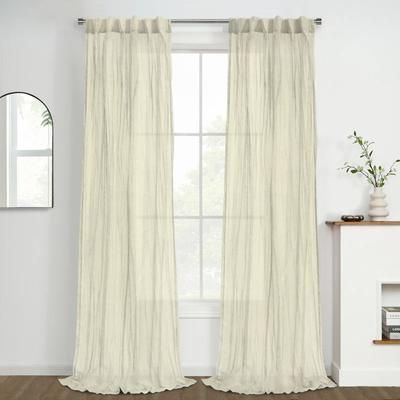 Wide Width Paloma Sheer Dual Header Curtain Panel by Habitat™ in Cream (Size 52" W 95" L)
