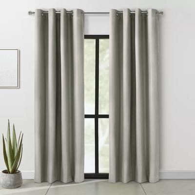 Wide Width Alpine Blackout Grommet Curtain Panel by Thermaplus in Light Grey (Size 52" W 95" L)