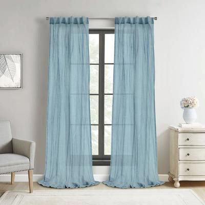Wide Width Paloma Sheer Dual Header Curtain Panel by Habitat™ in Blue (Size 52" W 84" L)