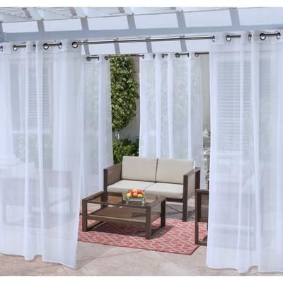 Wide Width No Se'Em Sheer Grommet Outdoor Curtain Panel by Outdoor Decor by Commonwealth in White (Size 50" W 84" L)
