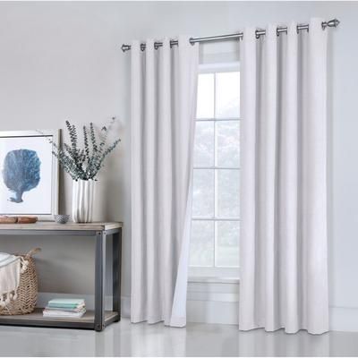 Wide Width Ventura Blackout Grommet Curtain Panel Pair by Thermaplus in White (Size 52" W 84" L)