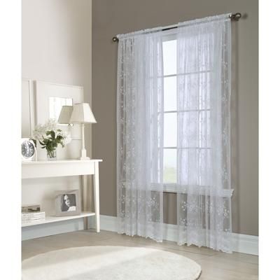 Wide Width Mona Lisa Sheer Rod Pocket Curtain Panel by Habitat™ in White (Size 56" W 54" L)