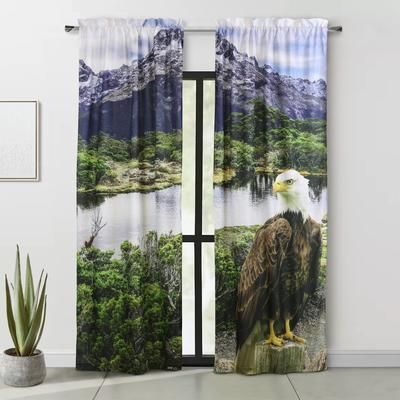 Photo Real Bald Eagle Light Filtering Pole Top Curtain Panel Pair by Habitat™ in Multi