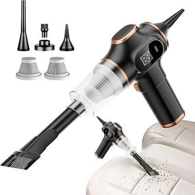 Aspirapolvere portatile senza fili con display a LED, aspirapolvere portatile 3 in 1 per auto con elevata potenza di aspirazione, mini spolverino ricaricabile per tastiera, casa, ufficio, peli di animali domestici, 2 filtri HEPA inclusi.