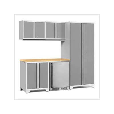 NewAge Garage Cabinets PRO Series Platinum 6-Piece Set with Bamboo Top