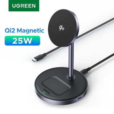 UGREEN Qi2 Magnetic Wireless Charger Stand 20W Max 2-in-1 Charging Stand For iPhone 16 15 Pro