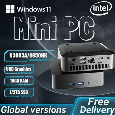 Intel Core N5095A/i9- 8950HK Gaming Mini PC Windows 11 Pro 16GB DDR4 1TB 2TB M.2 SSD UHD Graphics 1000Mbps Ethernet Mini PC