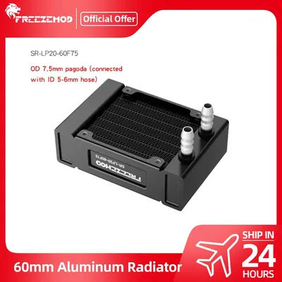 FREEZEMOD PC Heat Sink Aluminum 60mm Aluminium Radiator Tube Mini Heat exchanger Water Cooler Liquid Cooling SR-LP20-60F75