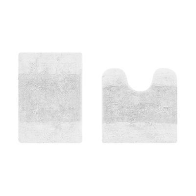Granada Collection 100% Cotton 2 Piece (17" X 24" | 20" X 20") Bath Rug Set by Brylane Home in White