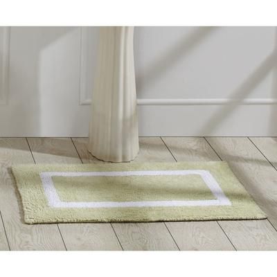 Wide Width Hotel Collection 100% Cotton 17" X 24" Rectangle Bath Rug by Brylane Home in Sage White (Size 21" W 34" L)