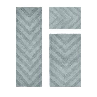 Hugo Collection 100% Cotton 3 Piece (17" X 24" | 24" X 40" | 20" X 60") Bath Rug Set by Brylane Home in Blue