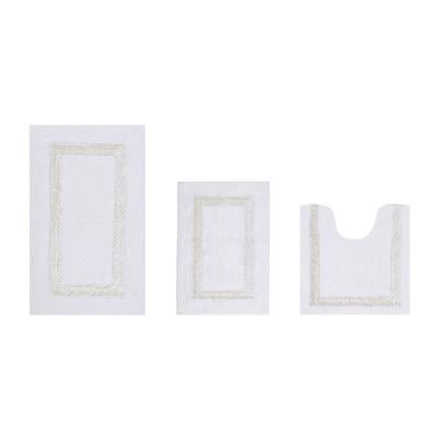 Hotel Collection 100% Cotton 3 Piece (17" X 24" | 20" X 20" | 21" X 34") Bath Rug Set by Better Trends in White Ivory