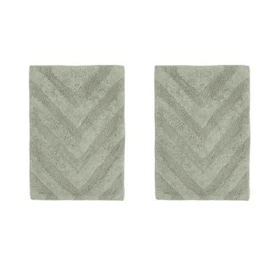 Hugo Collection 100% Cotton 2 Piece (17" X 24" | 17" X 24") Bath Rug Set by Brylane Home in Sage