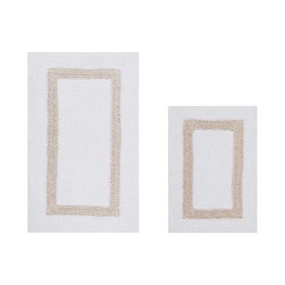 Hotel Collection 100% Cotton 2 Piece (17" X 24" | 21" X 34") Bath Rug Set by Brylane Home in White Sand