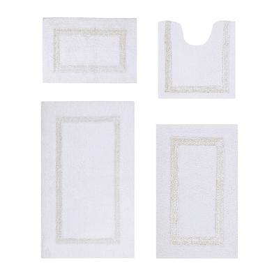 Hotel Collection 100% Cotton 4 Piece (17" X 24" | 20" X 20" | 21" X 34" | 24" X 40") Bath Rug Set by Brylane Home in White Ivory