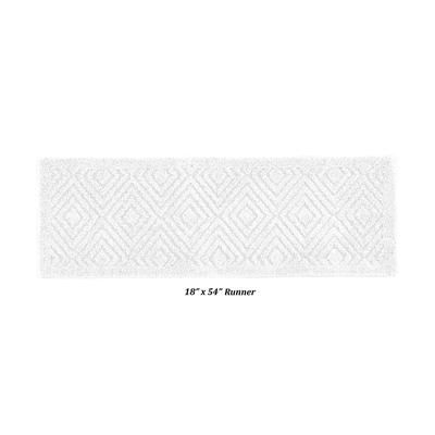 Trier Collection 25% Cotton & 75% Polyester 18" X 54" Runner Bath Rug by Brylane Home in White