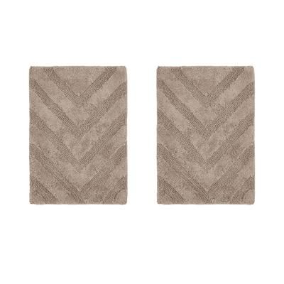 Hugo Collection 100% Cotton 2 Piece (17" X 24" | 17" X 24") Bath Rug Set by Brylane Home in Sand
