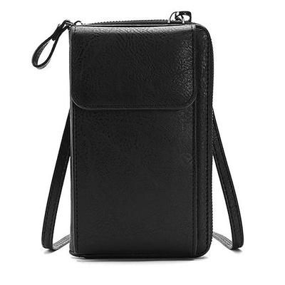 portafoglio vintage da donna in similpelle con tracolla, cerniera, porta telefono e scomparti per carte - elegante piccola borsa in pelle per l'uso quotidiano, i viaggi e le uscite informali