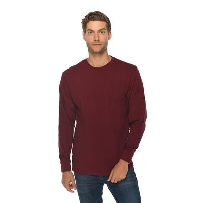 Lane Seven LS15009 Heavyweight Long Sleeve T-Shirt in Burgundy size Small | Ringspun Cotton