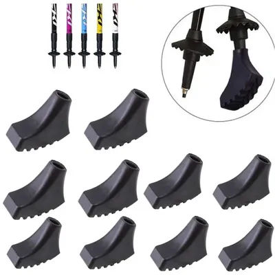 10 pieces/5 Pair Nordic Walking Pole Trekking Pole Tip Protectors Rubber Pads Buffer Replacement Tips End For Hiking Stick