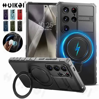 Case For Samsung S25 Ultra S24 Ultra S23 S22 S21 S24 FE Magsafe Stand Ring Magnetic Ring Holder