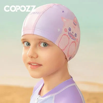 COPOZZ dessin animé enfants bonnet de bain enfants PU imperméable Protection des oreilles chapeau de bain élastique chapeaux de bain casquettes de piscine pour garçons fille