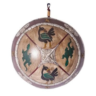 Kumbu II,'Hand-Painted Wood Wall Art with Embossed Aluminum & Brass'