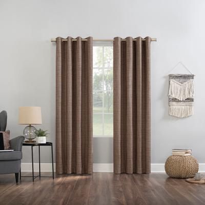 Wide Width Kline Tweed Thermal 100% Blackout Grommet Panel by BrylaneHome in Russet (Size 52" W 63" L)