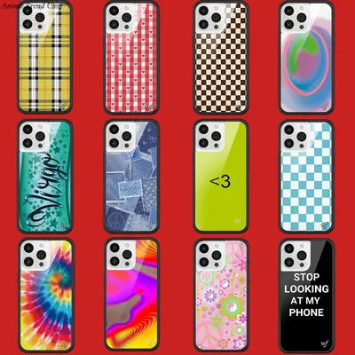Wildflower WF Plaid Charli XCX phone Case for iPhone 16 15 14 13 12 Pro Max Plus 16pro 15pro WF Gingham Hearts Cartoon Cover