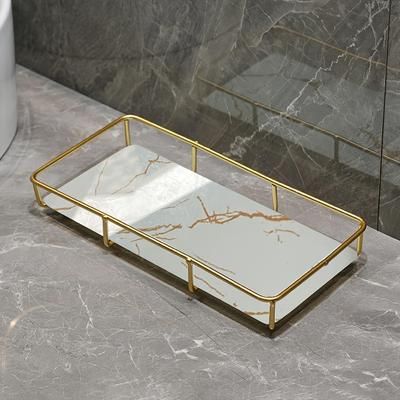 TEMU 1pc Bathroom Toilet Cosmetic Storage Tray, Light Luxury Bathroom Shower Caddy, Wash Table Countertop Craft Tray, Bathroom Accessories