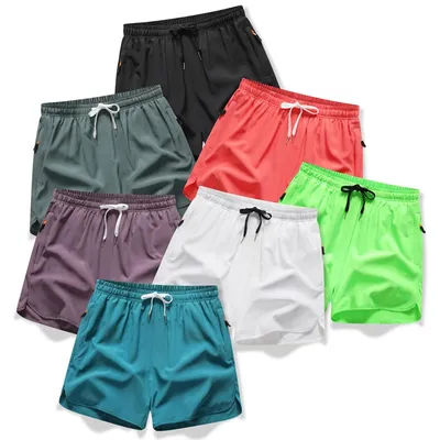 Summer New Men's Sports Casual Shorts High Quality Ice Silk Lightweight Quick Drying Running Fitness Loose 3/4 Shorts