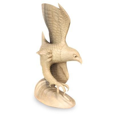 Wood sculpture, 'Flying Eagle' - Unique Wood Bird Sculpture