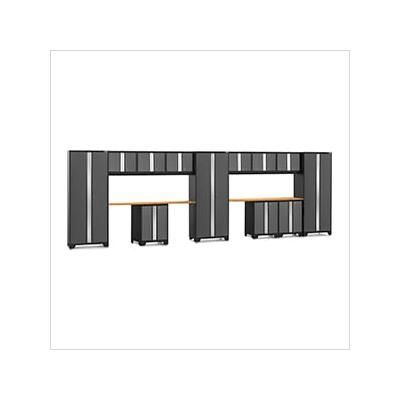 NewAge Garage Cabinets BOLD Series Grey 14-Piece Set with Bamboo Tops